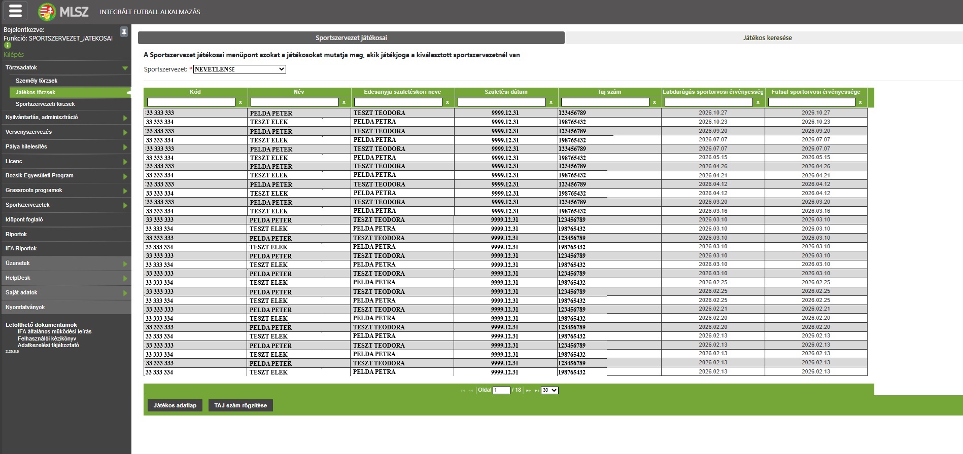 Sportorvosi érvényesség ellenőrzése